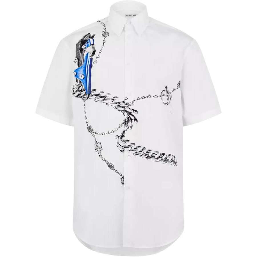 Burberry Shirts Men's White Lapel Moderate Other
