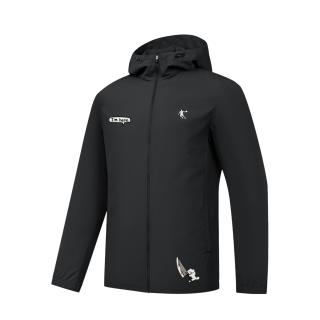 QIAODAN Trench Coats Unisex Black Hooded Moderate Other