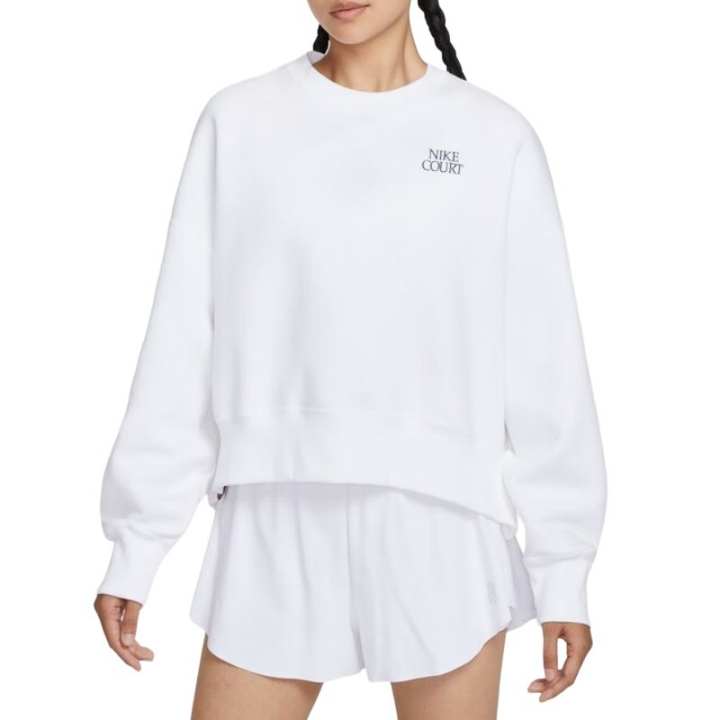 Nike Nike COURT HERITAGE Fleece Lined Sports Pullover Crew Neck Sweatshirt Women's White