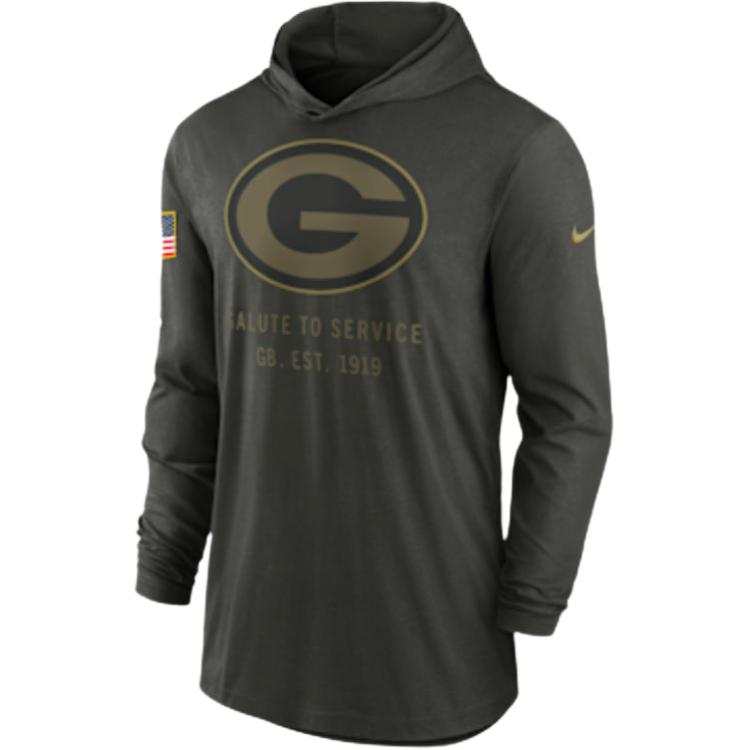 Nike Nike Green Bay Packers Salute to Service Sideline Men’s Nike Dri-FIT Nfl Long-Sleeve Hooded Top