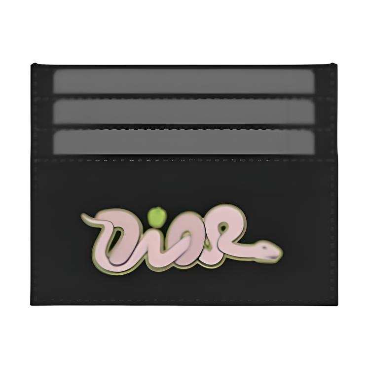 DIOR X KAWS Collaboration Cow Leather Card Holder Men's Black