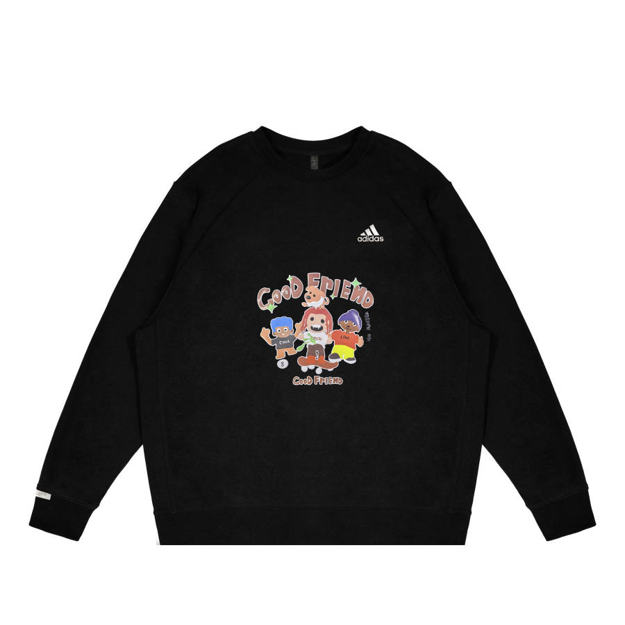 Adidas Adidas LABEL Sweatshirts Unisex Black Crew Neck Moderate Regular