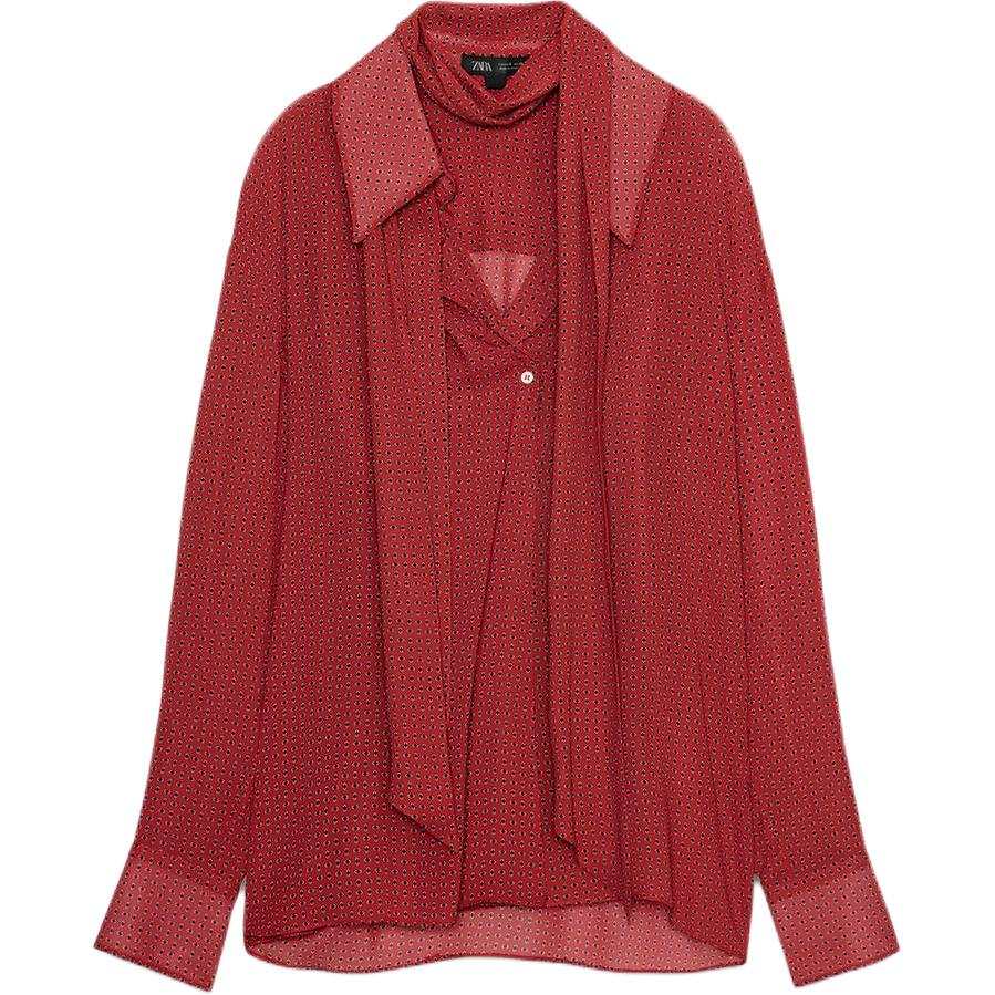 ZARA ZW Shirts Women's Red Lapel Moderate
