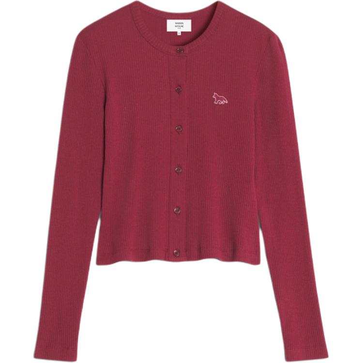 Maison Kitsune fox-embroidered ribbed cardigan