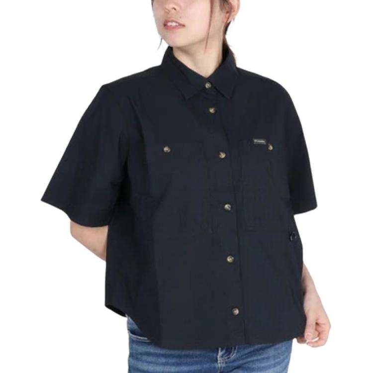 Columbia Shirts Women's Black Lapel Moderate