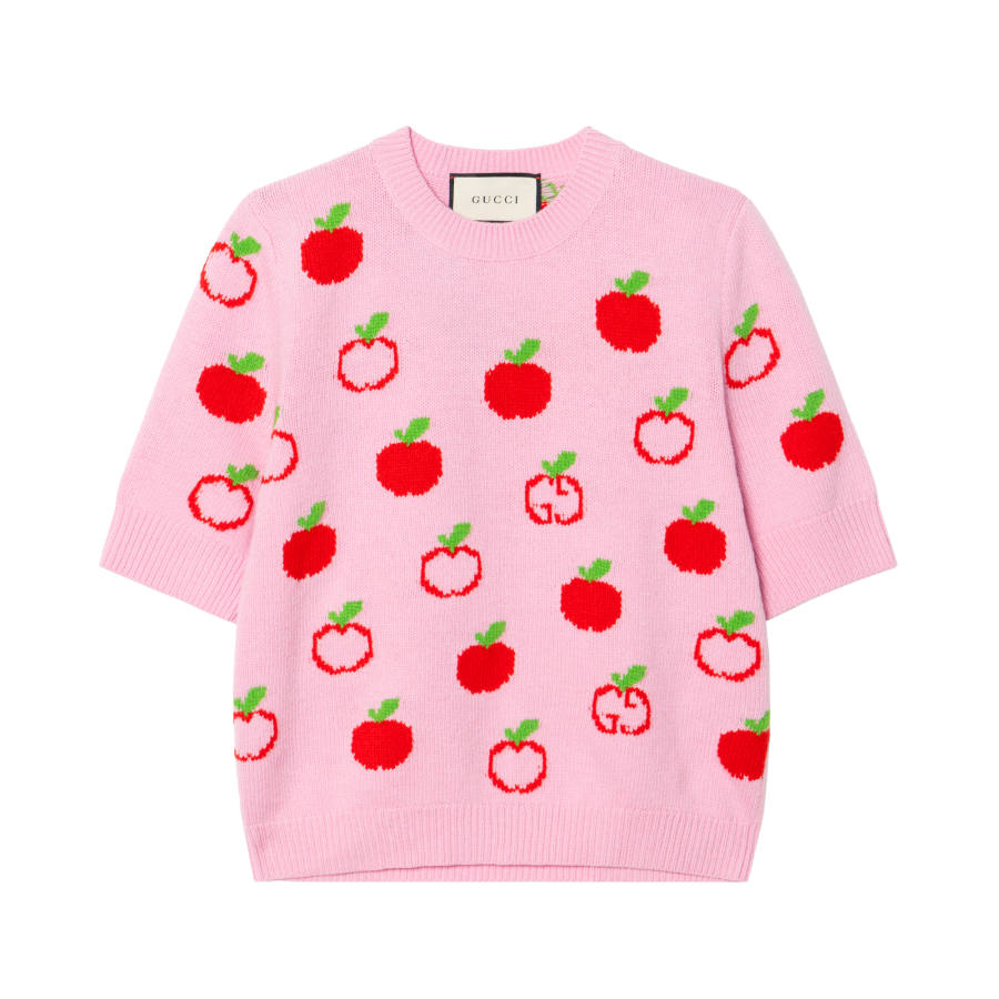 GUCCI Sweaters Women's Pink Crew Neck Moderate Base Layer