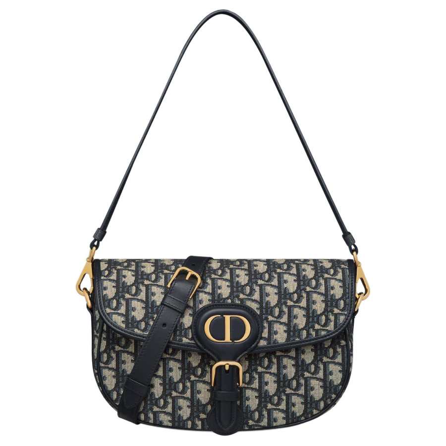 DIOR Bobby Cotton With Cow Leather Shoulder Bag Regular Women's Blue
