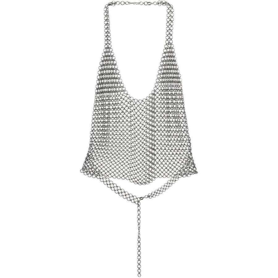 ZARA Tank Tops Women's Silver Halter Neck