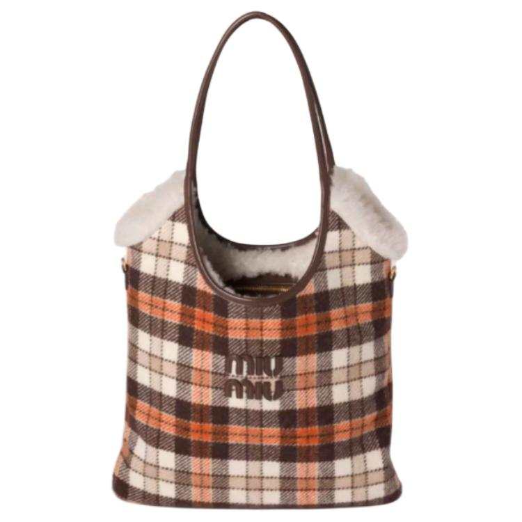 MIU MIU Ivy Letter Logo Shoulder Bag Large Women's Ocher Brown & Melon