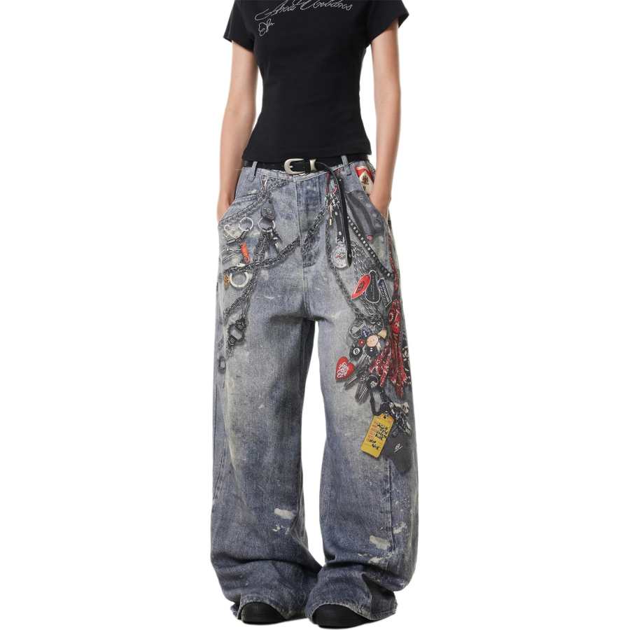NEVER RULE NEVER RULE Jeans Unisex Blue Moderate Wide Leg Pants