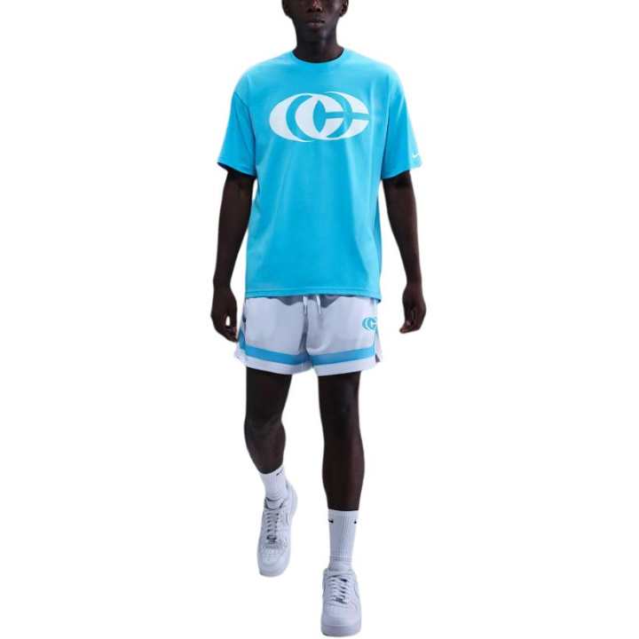 Nike Nike T Shirts Unisex Baltic Sea Blue/White Crew Neck Moderate