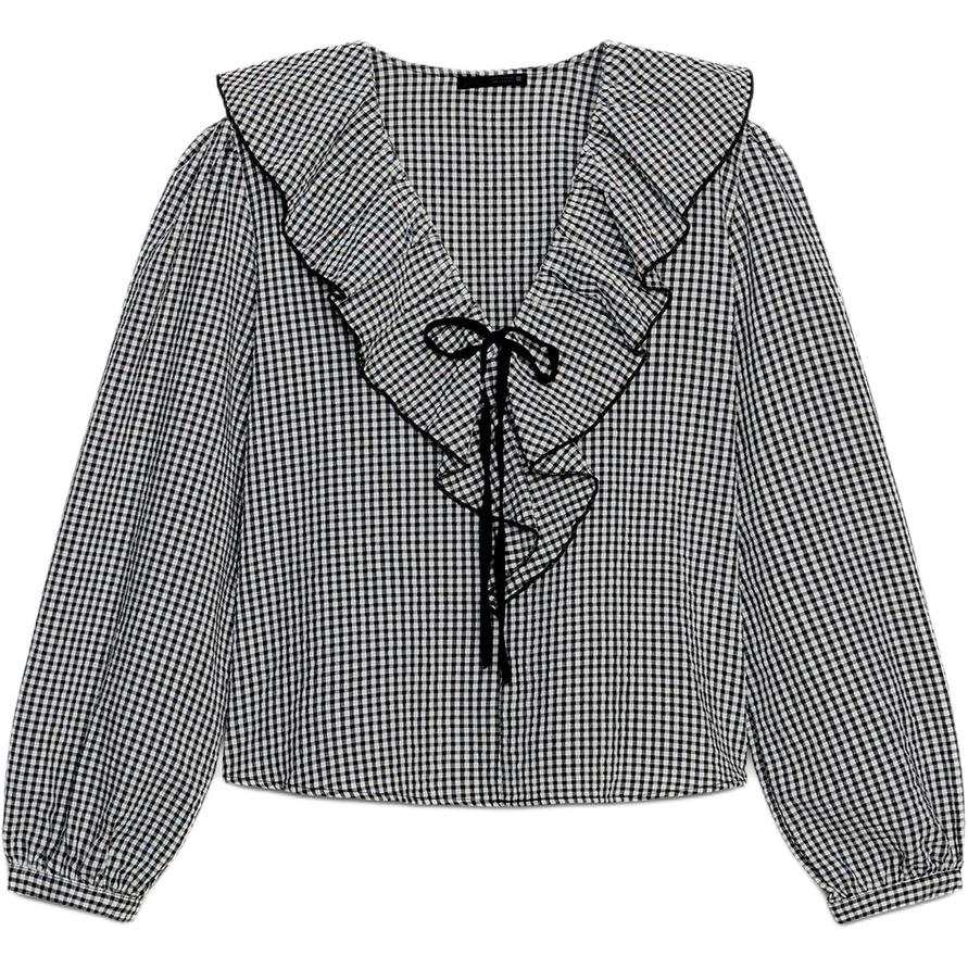 ZARA Shirts Women's Black/Nude V Neck Moderate