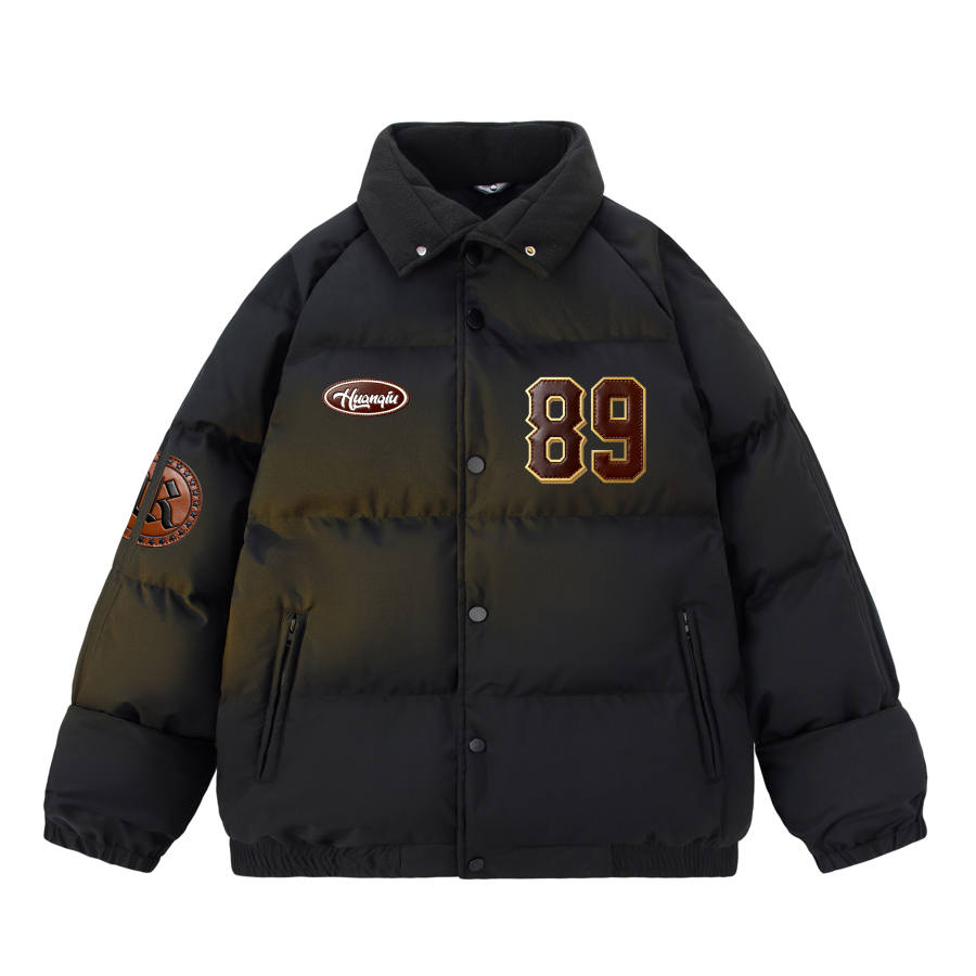 HUANQIU Puffer Jackets Unisex Lapel Moderate Padded Puffer Jacket