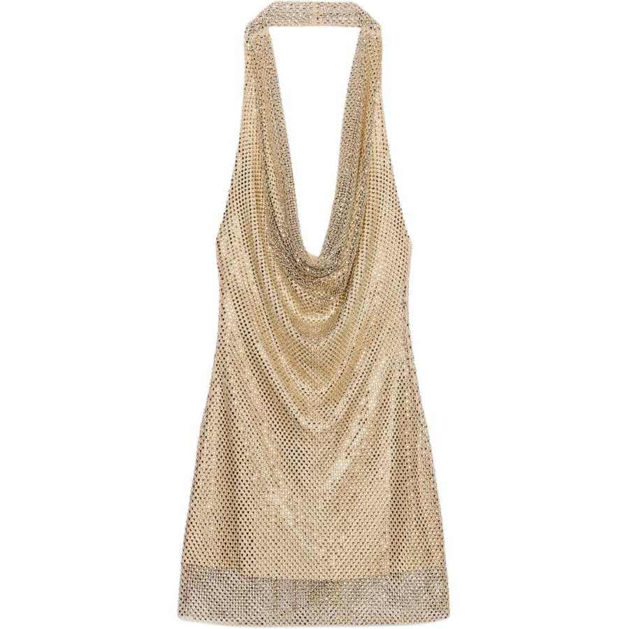 ZARA Sleeveless Dresses Women's Gold Moderate Short Skirt