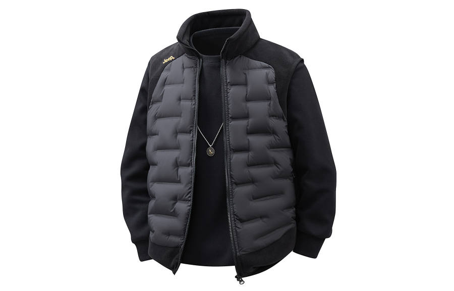 Jeep Outdoor Casual Stand Collar Windproof Fleece Lined Thermal Coat Basic Plus Size Versatile Down Vest Unisex
