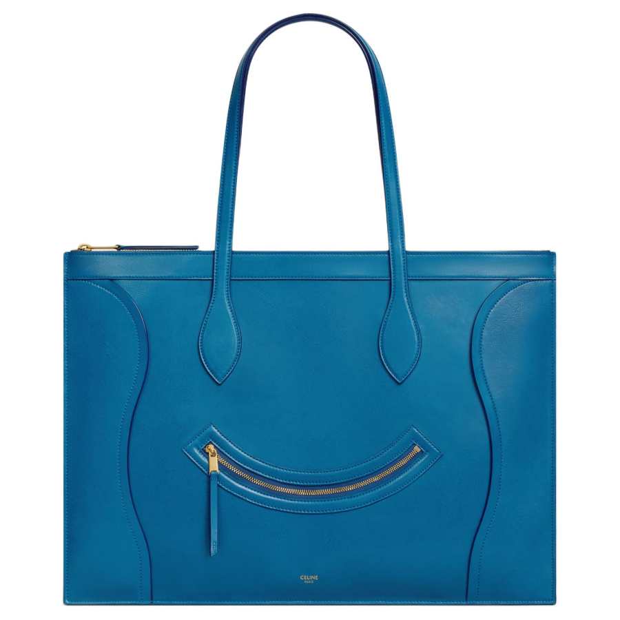 CELINE Luggage Cow Leather One Shoulder Handbag Women's Ultimate Blue