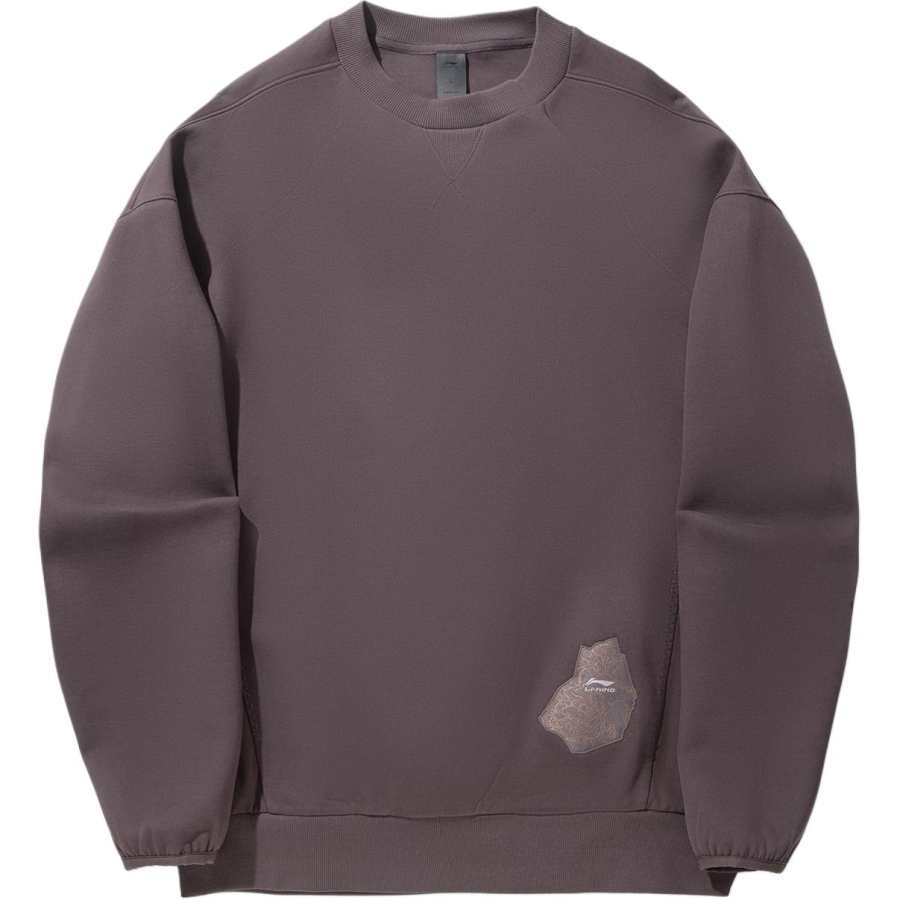 Li-Ning Li Ning Sweatshirts Men's Ebony Purple Crew Neck Moderate Regular