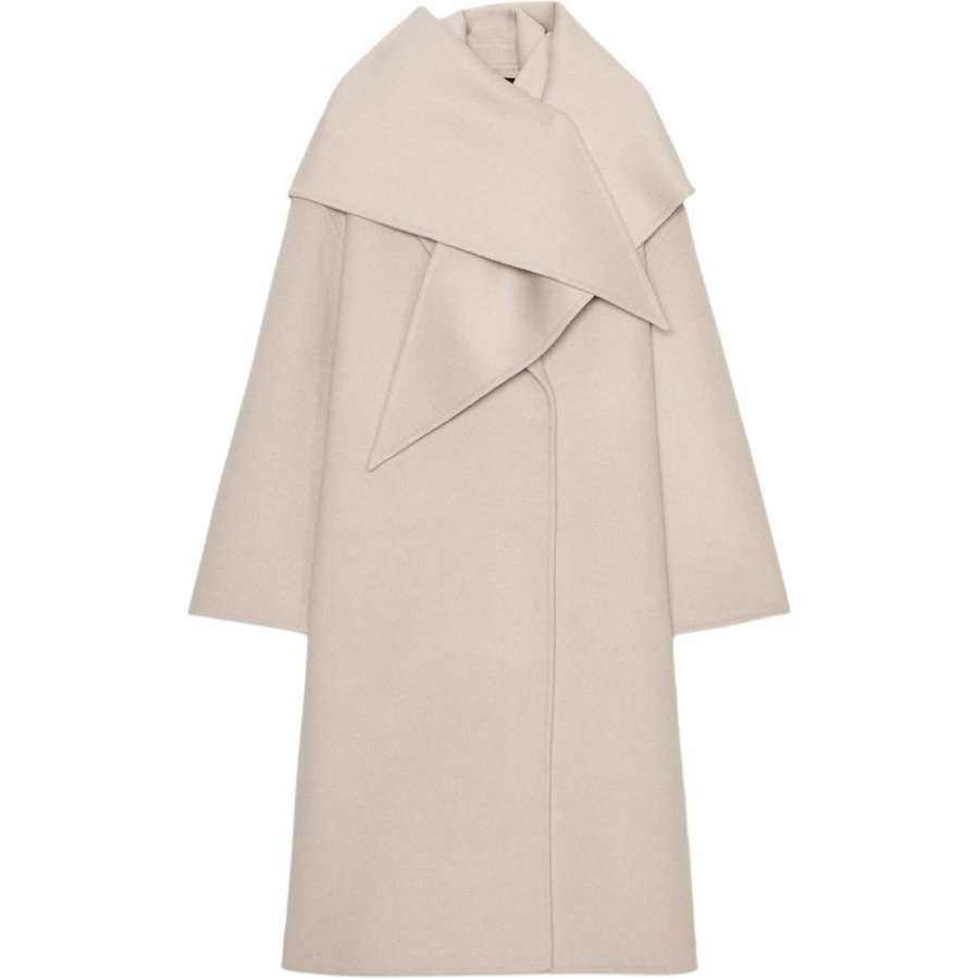 ZARA ZW Coats Women's White Lapel Moderate