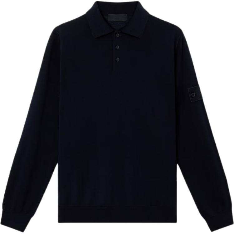 Stone Island Logo Patch Knitted Polo Shirt
