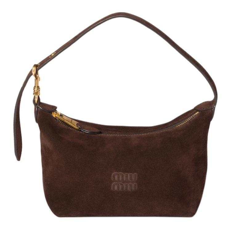 MIU MIU Calfskin Handbag Women's Dark Brown