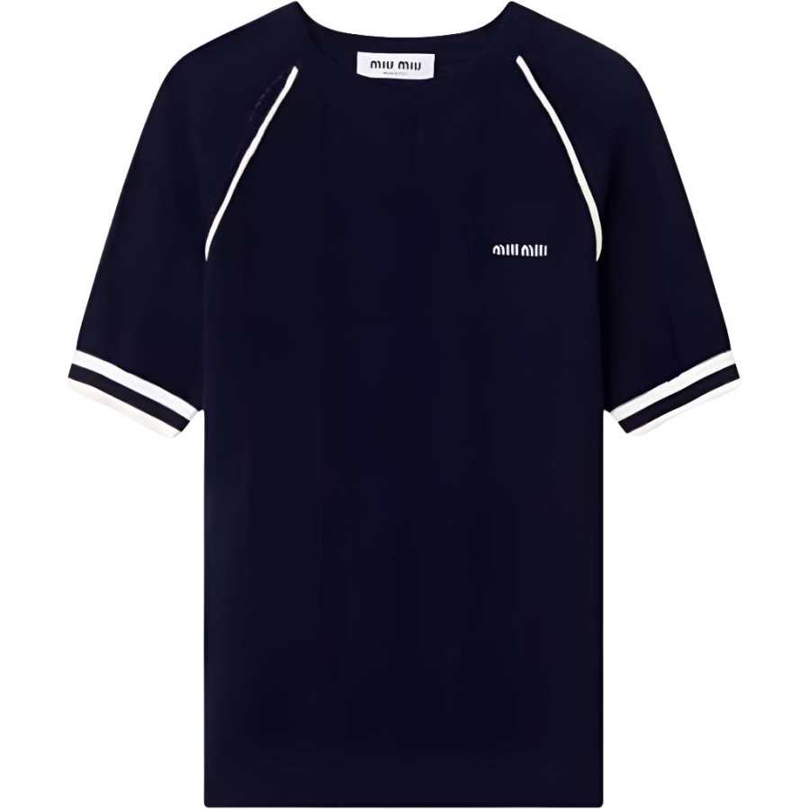MIU MIU Knitwear Women's Blue Crew Neck Moderate Other