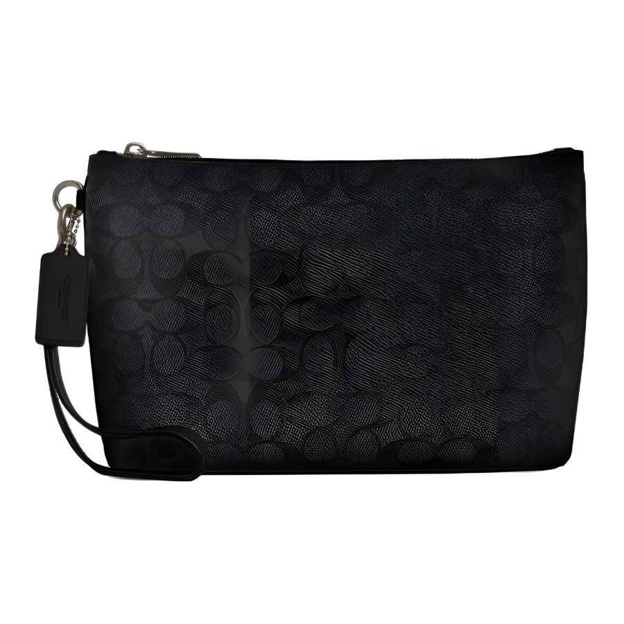 COACH COACH Artificial Leather Clutch Large Men's Carbon Black & Black