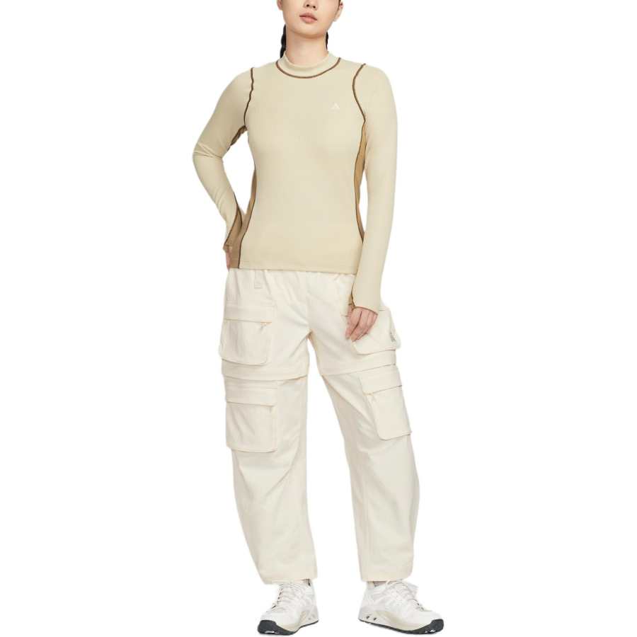 Nike Nike ACG T Shirts Women's Light Khaki/Umbrellum Beige/Moss Wood Brown/Summit White Stand Collar Moderate