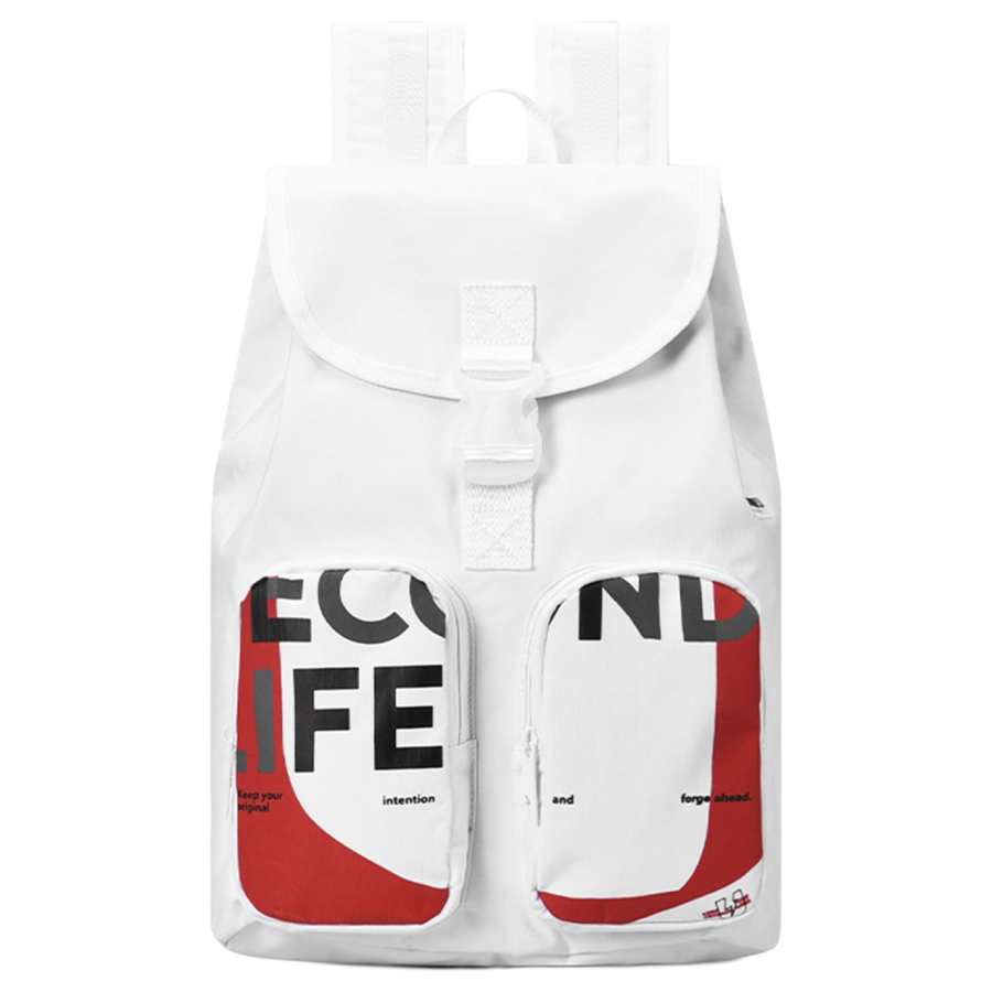 TURN UP Nylon Backpack Large Unisex White