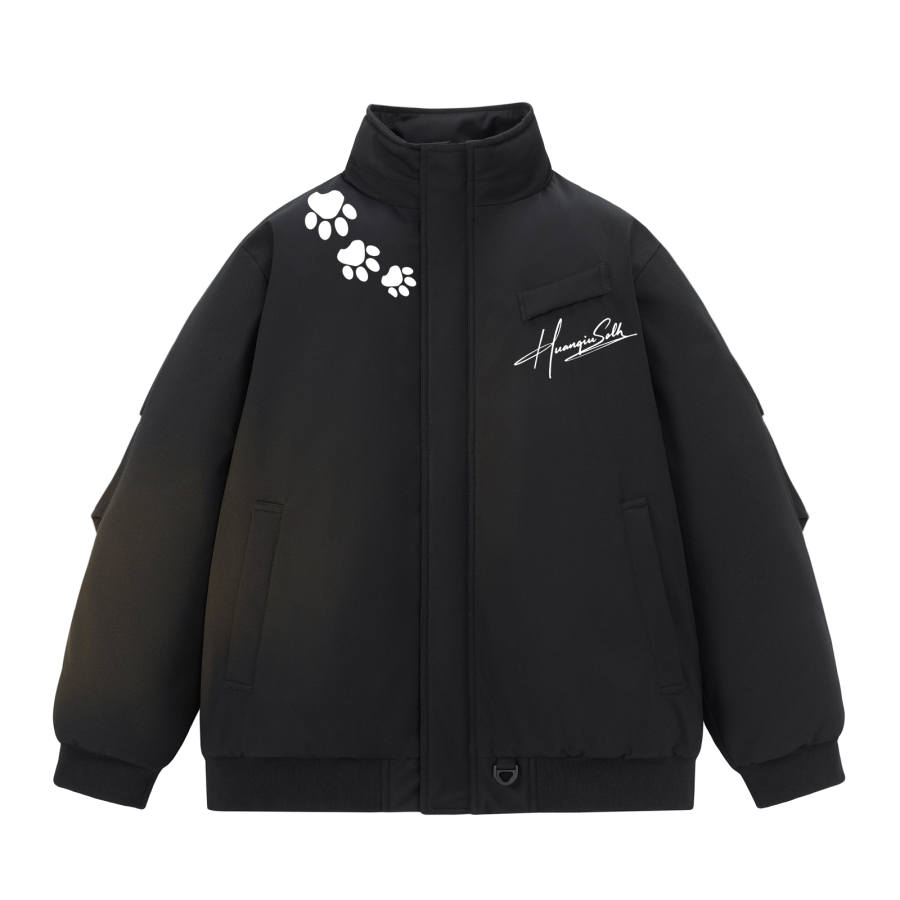 HUANQIU Puffer Jackets Unisex Stand Collar Thickened