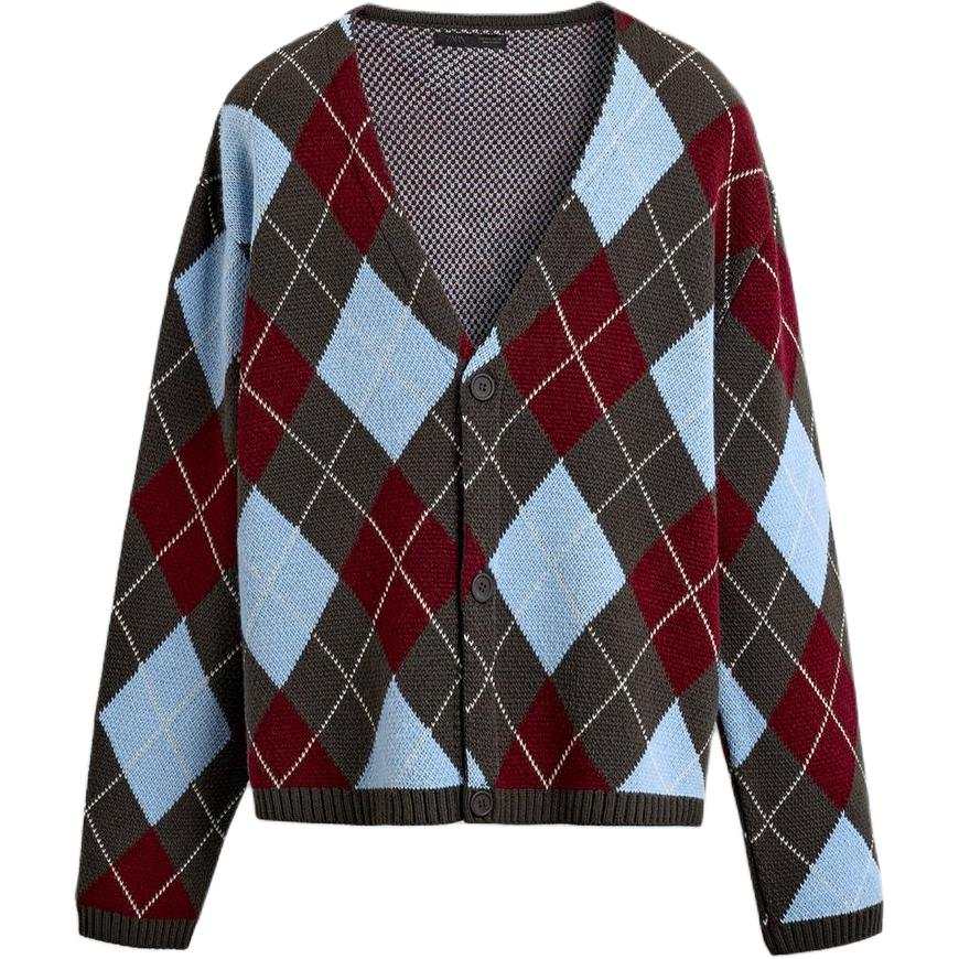ZARA Knitwear Men's Chocolate V Neck Moderate Cardigan