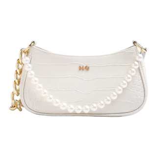 MQ Cow Leather Shoulder Bag, Baguette Bag, Handbag, Shoulder Bag Women's White/Black/Brown