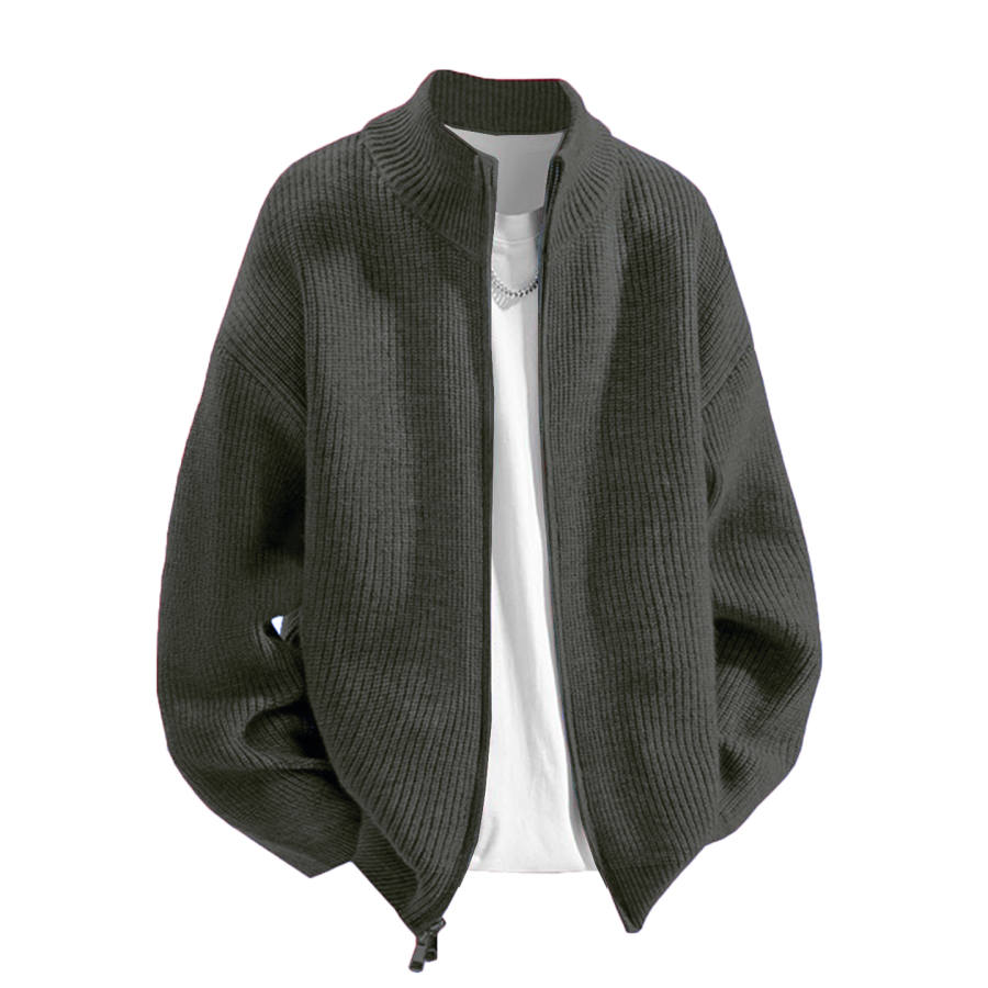 MINISO Knitwear Unisex Stand Collar Thickened Cardigan