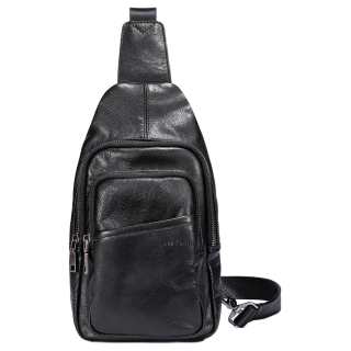 Ace Paul Top Grain Cow Leather Sling Bag Medium Unisex Black