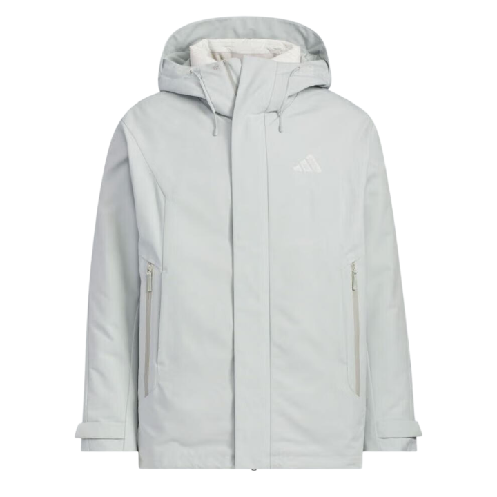 Adidas Adidas Down Jackets Men's Light Gray Hooded Moderate
