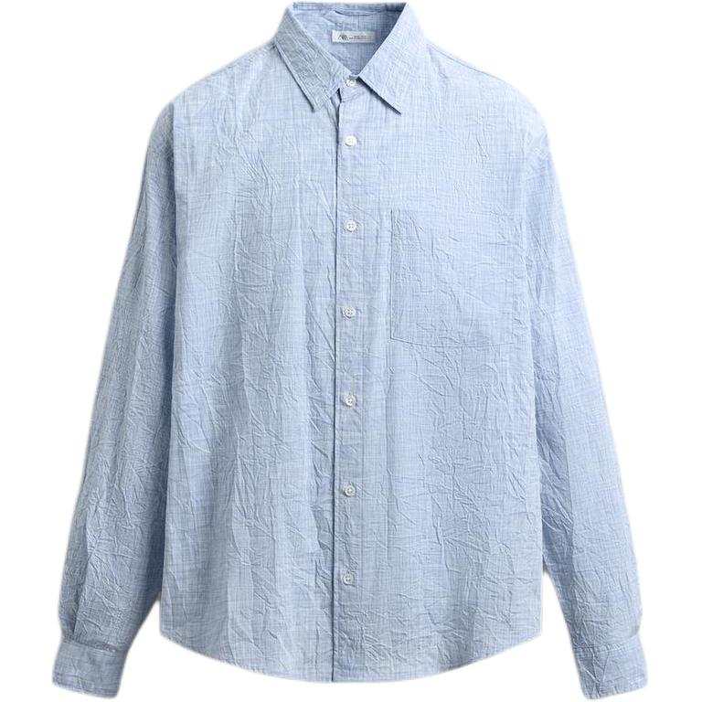 ZARA ZARA Shirts Men's Sky Blue Lapel Moderate