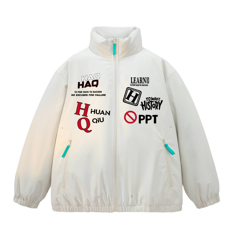 HUANQIU Puffer Jackets Unisex Stand Collar Moderate Padded Puffer Jacket