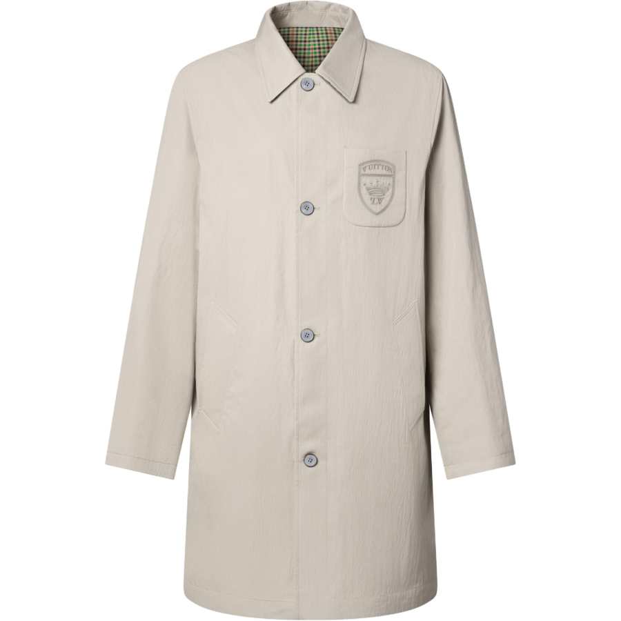 LOUIS VUITTON Coats Men's Light Gray Lapel Moderate Straight Fit