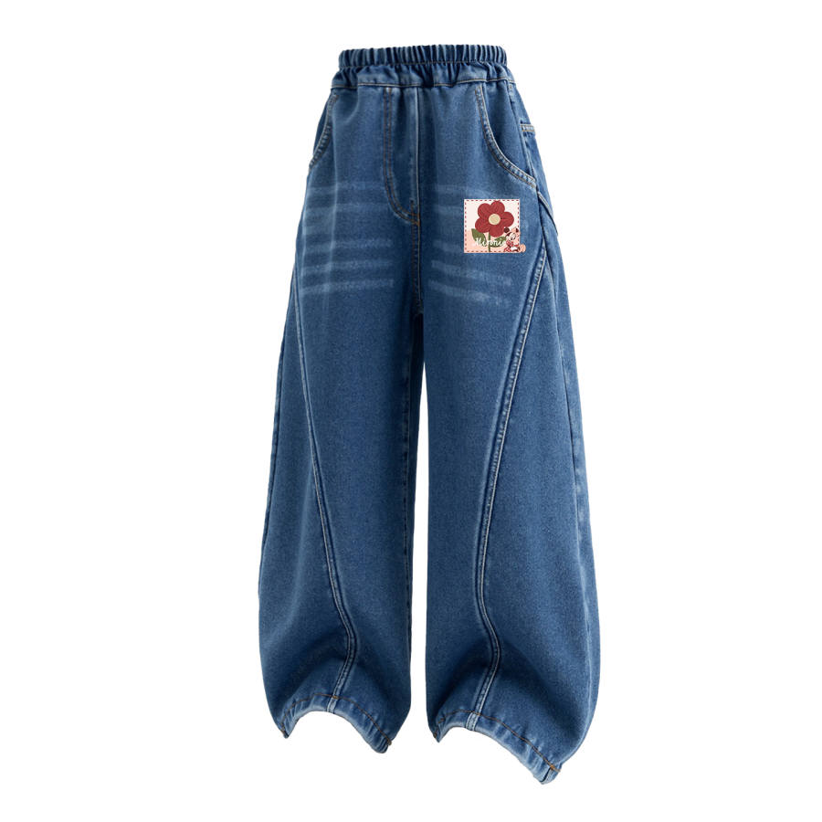 Disney Jeans Fleece Lined Scimitar Pants Fall Winter Thickened Thermal Kids'