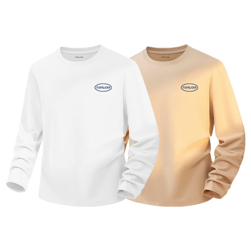 Tonlion T Shirts Unisex Crew Neck Thickened And Fleece Lined Straight Fit