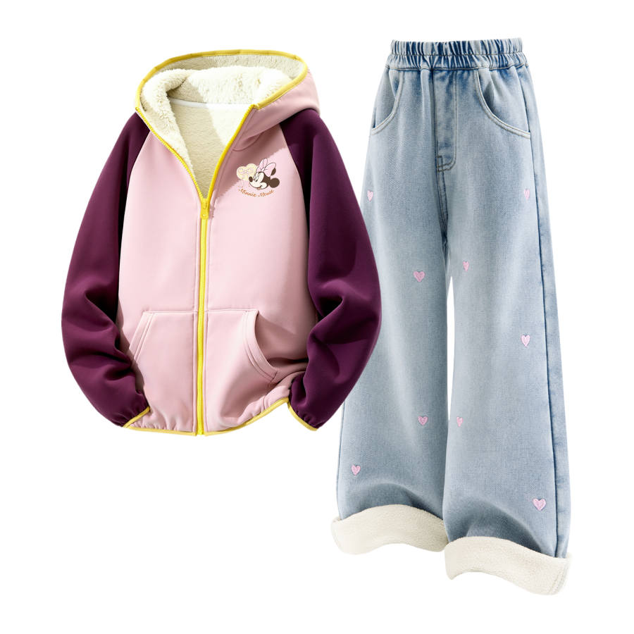Disney Kids Casual Sportswear Crew Neck Thickened And Fleece Lined