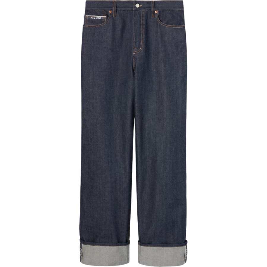 GUCCI Jeans Women's Dark Blue Moderate Straight Fit Pants