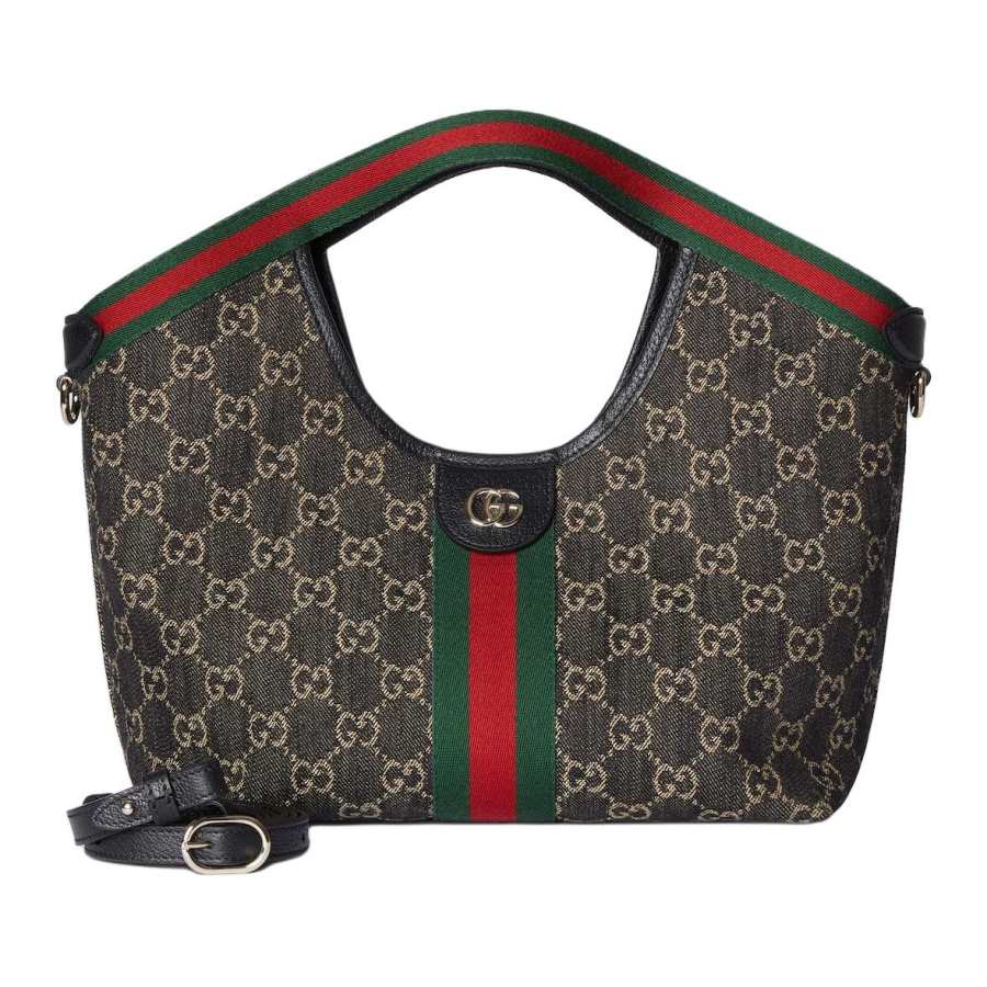 GUCCI Denim Handbag Small Women's Black White