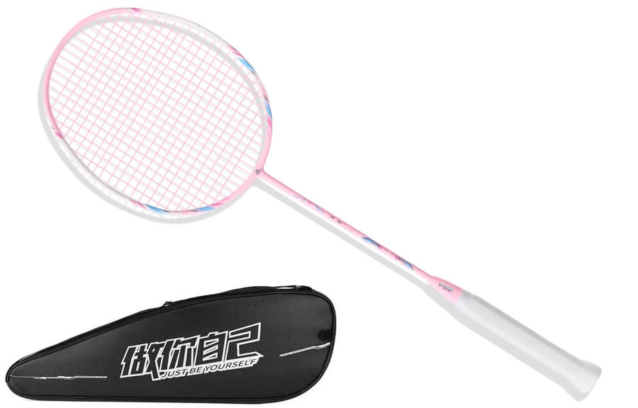 PEAK Full Carbon Badminton Rackets Control Type All around Defense Advanced Level 675MM Unisex 5U/G6 Shimmer Pink