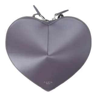 Alaia Calfskin Heart Shaped Crossbody Bag Women's Gray Purple