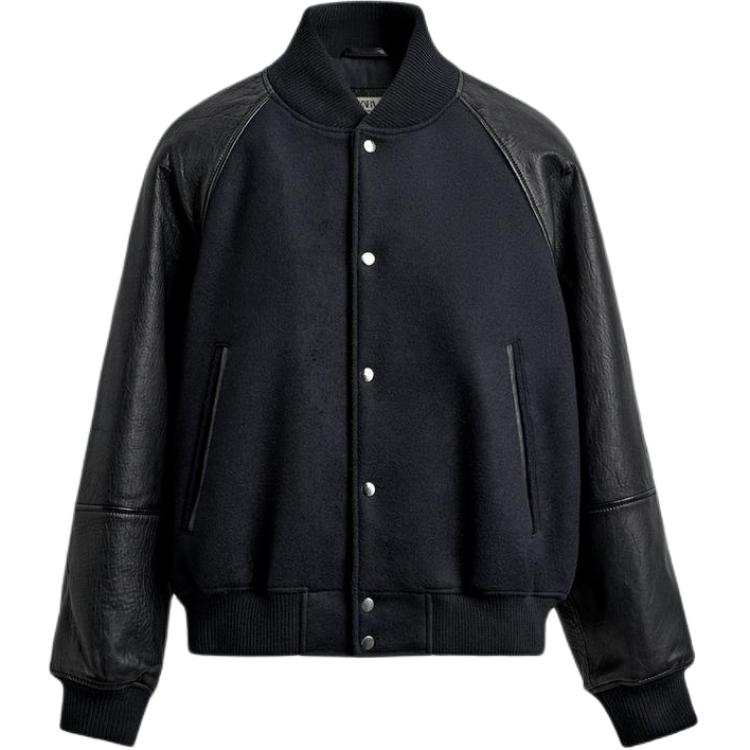 ZARA Jackets Men's Deep Sea Blue Baseball Collar Moderate Pilot