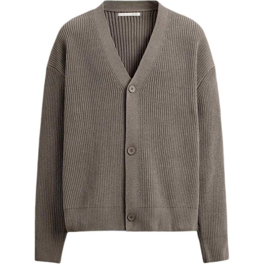 ZARA Knitwear Men's Beige V Neck Moderate Cardigan
