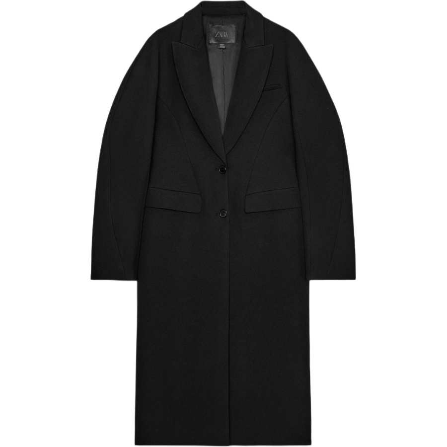 ZARA ZW Coats Women's Black Lapel Moderate