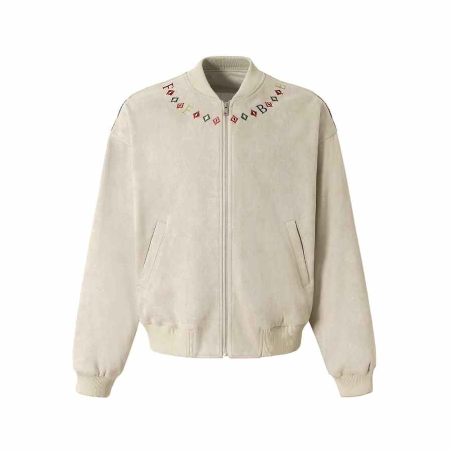 NEVER RULE NEVER RULE Jackets Unisex Beige Gray Baseball Collar Moderate Pilot