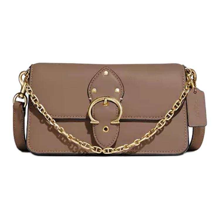 COACH Beat Leather Crossbody Bags Small Women's Dark Milk Tea