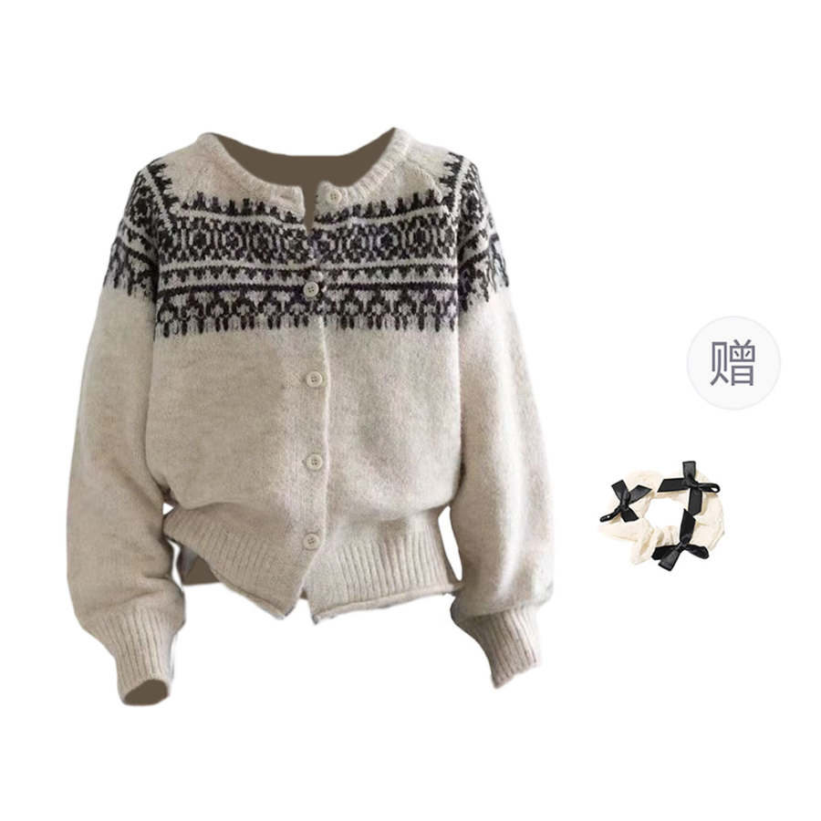 CPAURA Knitwear Women's Crew Neck Moderate Cardigan